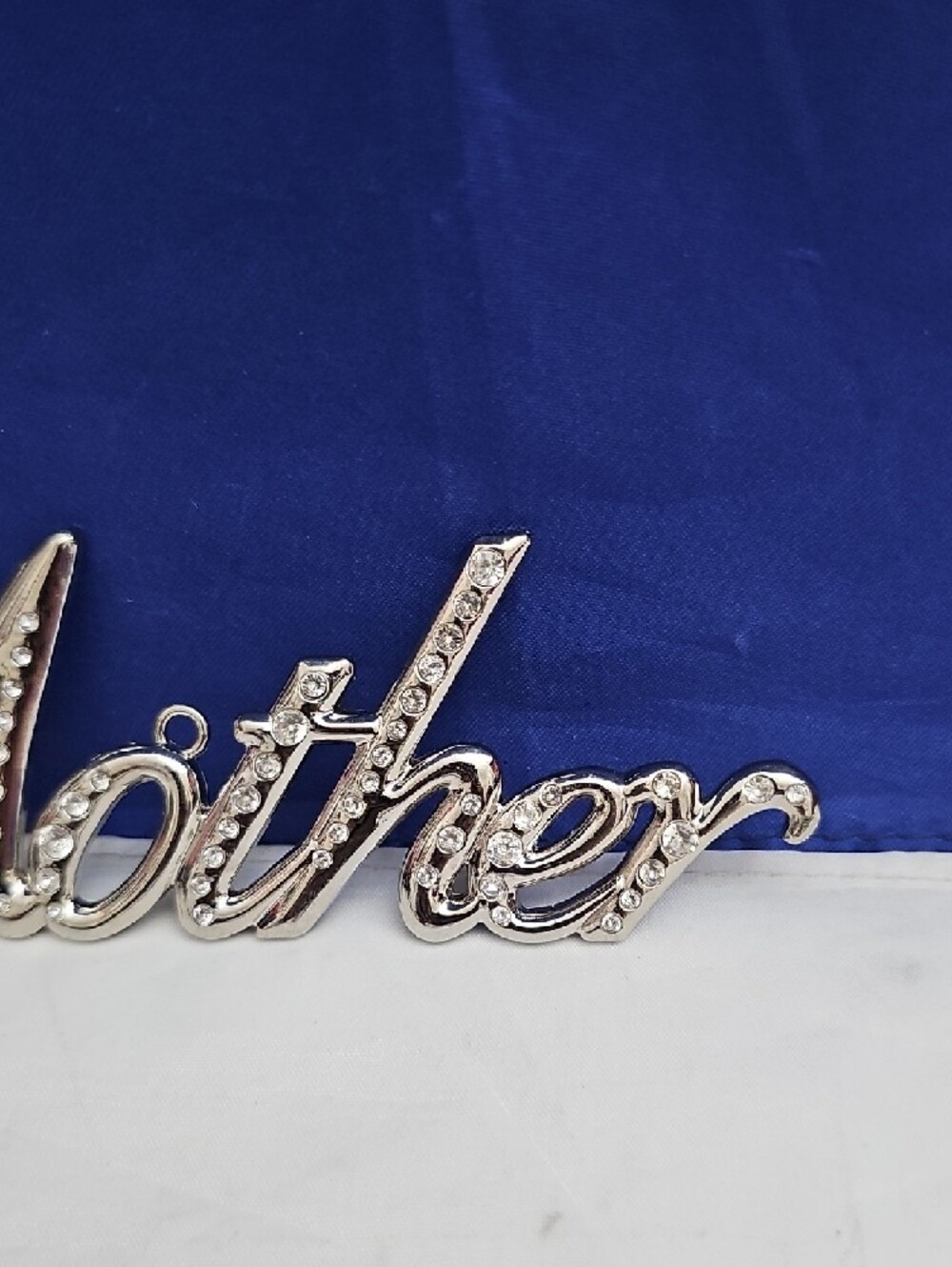 Silver Rhinestone "Mother" Script Pendant - Picture 5 of 7